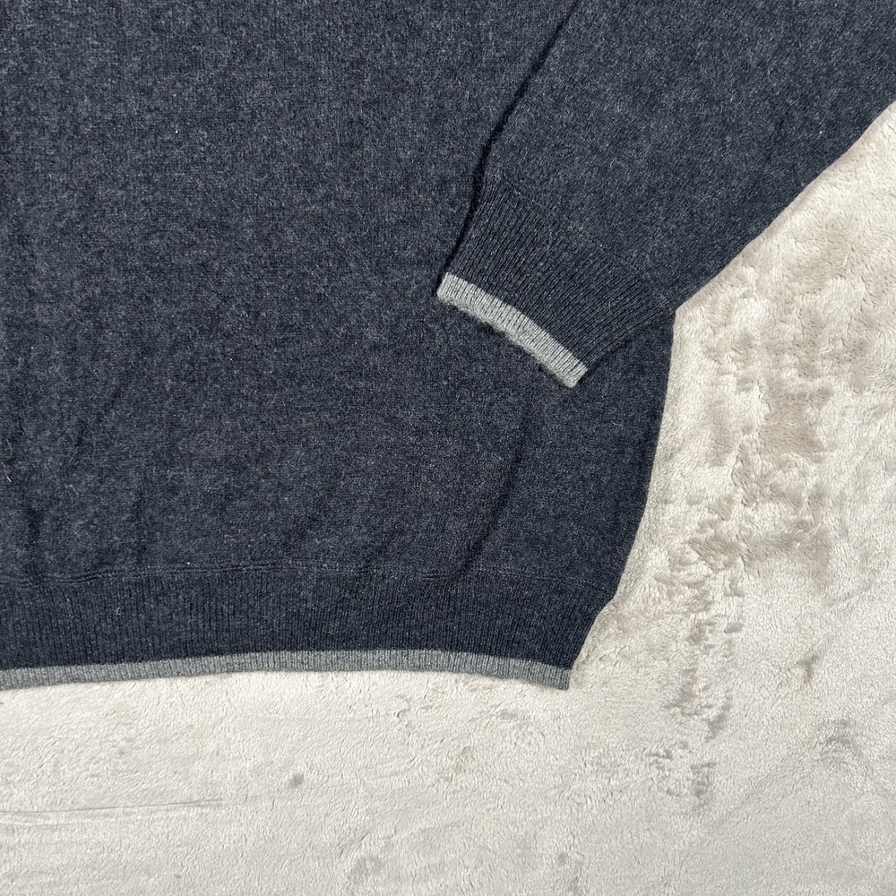 Hammacher Schlemmer Washable Cashmere Sweater Mens XL Navy Blue Preppy Crewneck - Picture 4 of 12